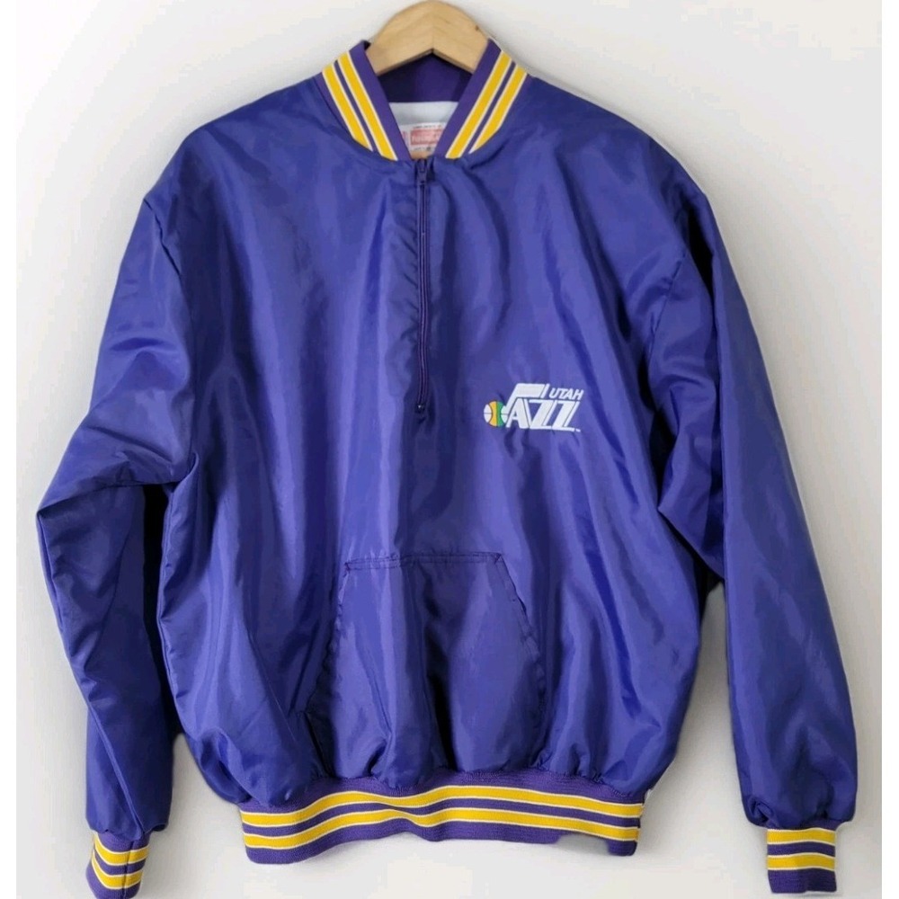 Vintage 1990s Utah Jazz NBA Pullover Jacket Purple Men's‎ XL Fiberglas USA